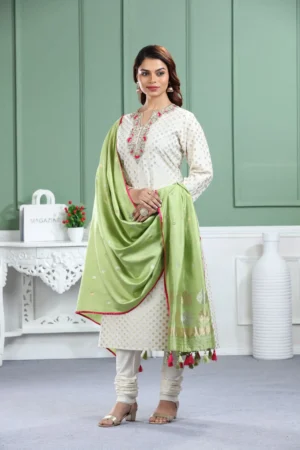 The Enchanted A-Line Kurta Set in Pistachio