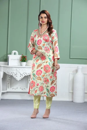 Floral Harmony A-Line Kurta Set
